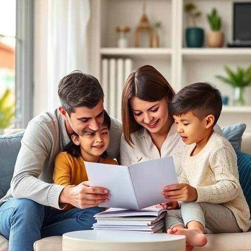 Una familia espa침ola planeando sus finanzas en casa.